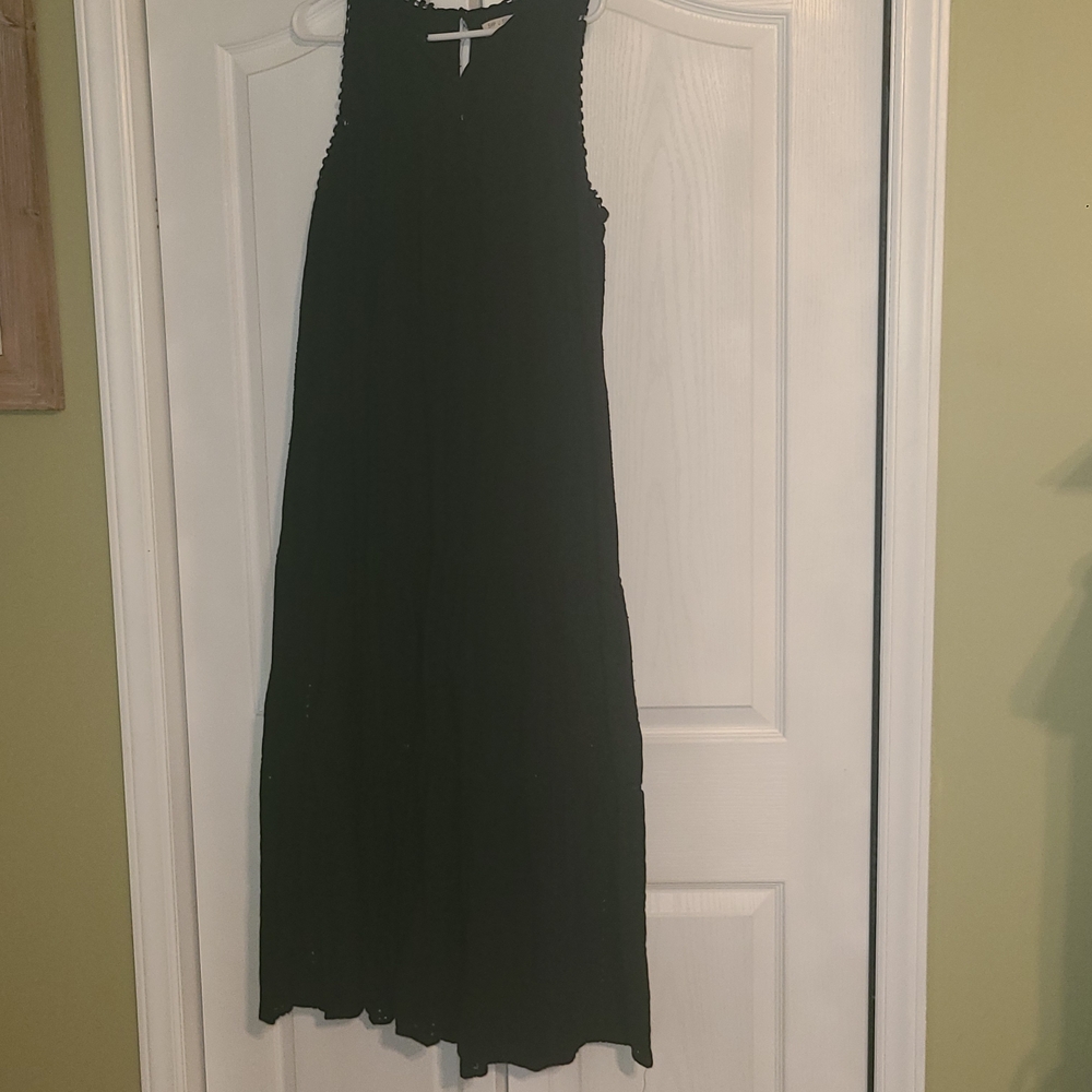Black Maxi Dress with Crochet Trim - Women Dresses Maxi